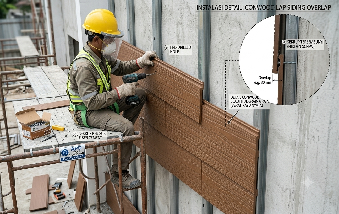 Rahasia Dinding Estetik Tahan Cuaca: Panduan Lengkap Cara Pasang Conwood Lap Siding BG yang Presisi